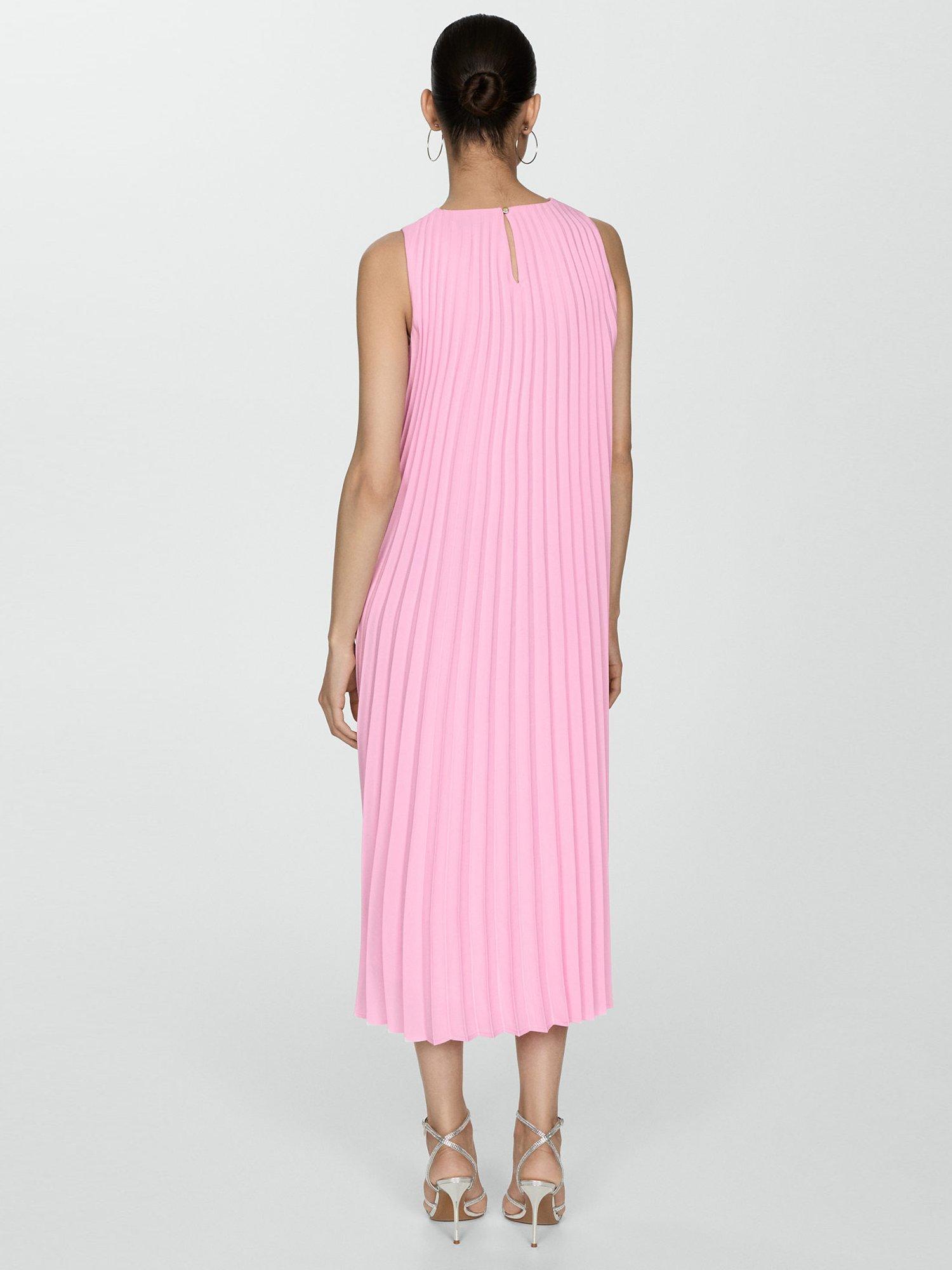 Mango Turmali Pleat Dress, Pink, 10