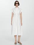 Mango Poplin Gathered Waist Shirt Dress, White