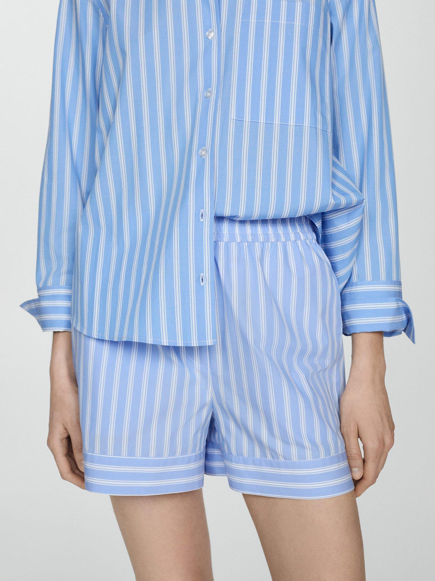 Mango Pop Stripe Shorts, Blue