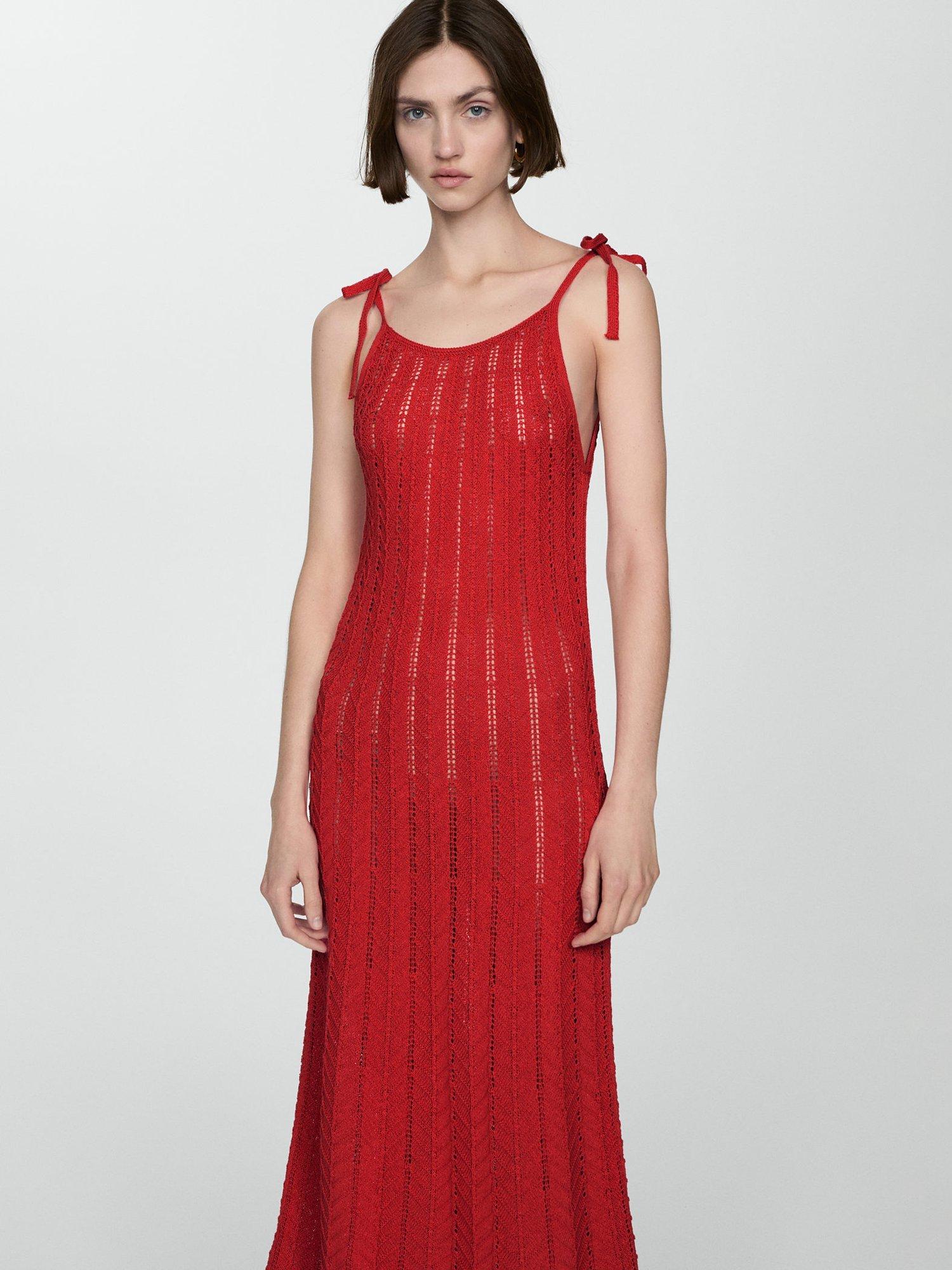 Bright red midi dress clearance