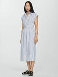 Mango Pop Stripe Shirt Dress, White/Blue