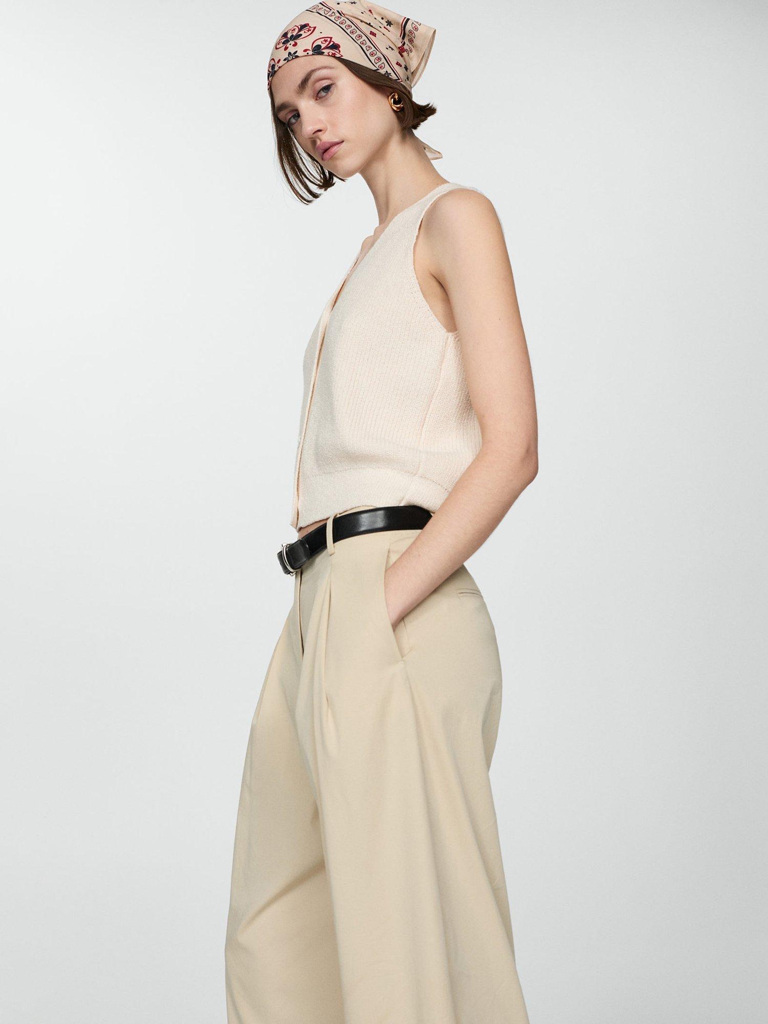 Mango Medusa Knit Waistcoat, Natural White