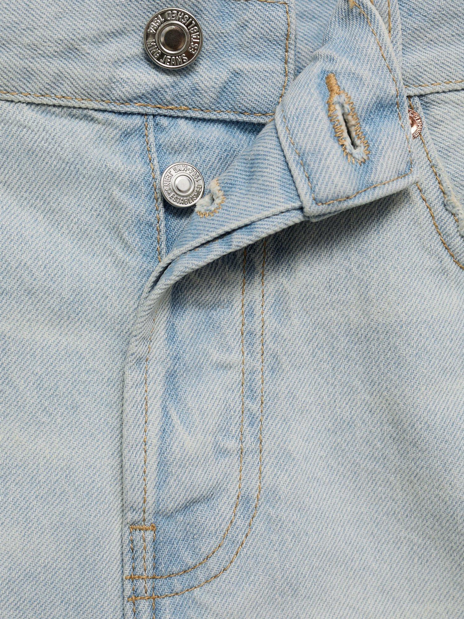 Product image 6 of 6, which shows Mango Elena Frayed Hem Denim Shorts, Sky Blue, 18