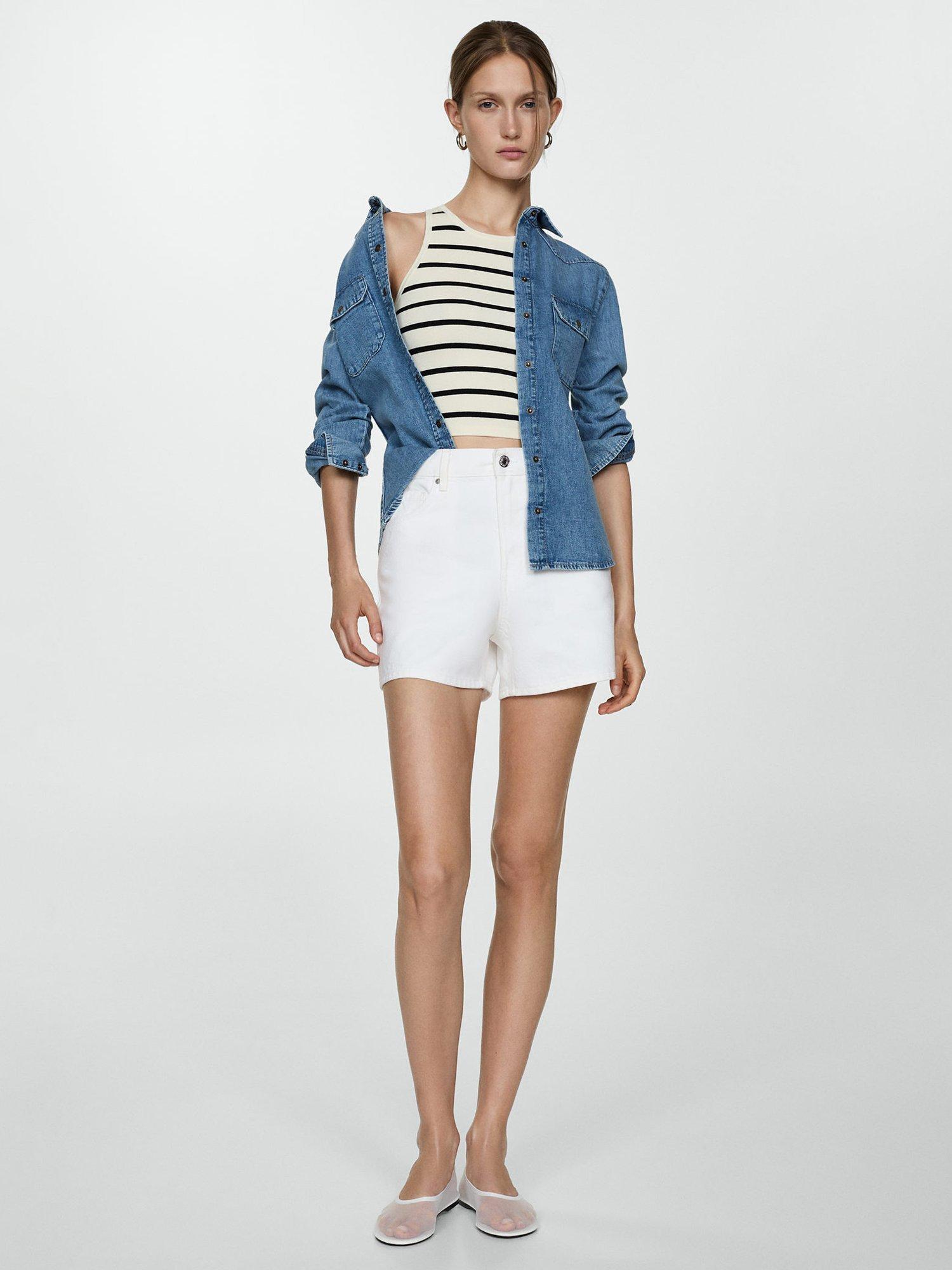 Mango Zoe Denim Shorts, White, 16