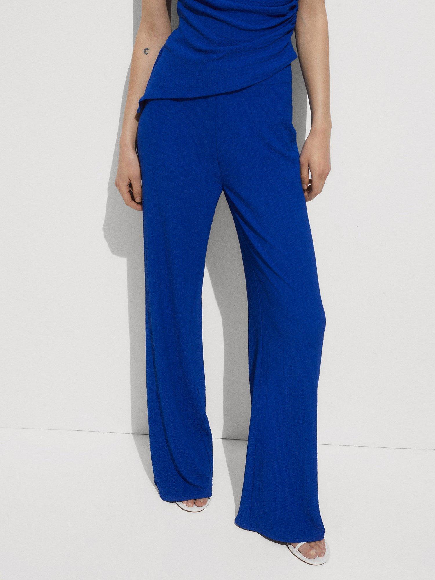Mango Atisa Textured Trousers, Blue