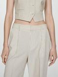 Mango Celia Stripe Trousers, Light Beige