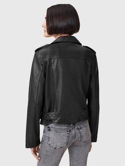 AllSaints Balfern Biker Leather Jacket - view 2, Black/Silver