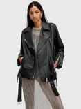 AllSaints Billie Leather Biker Jacket, Black