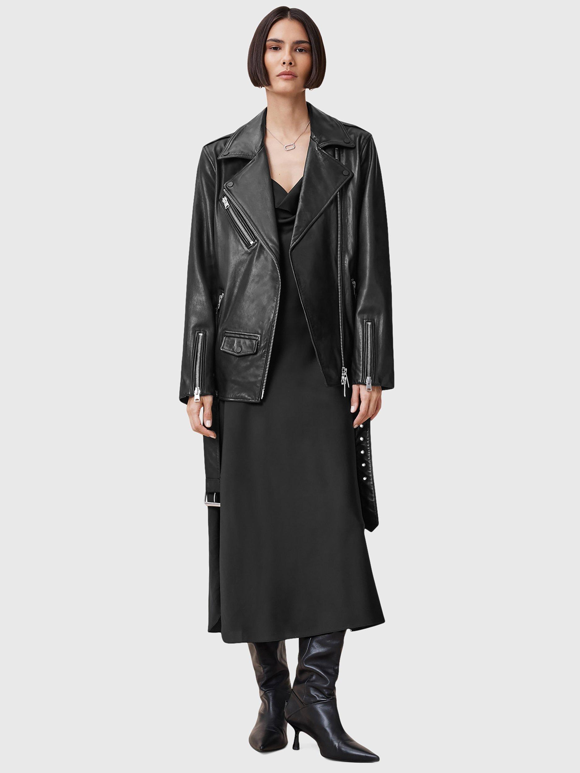 Product image 3 of 7, which shows AllSaints Billie Leather Biker Jacket, Black, L