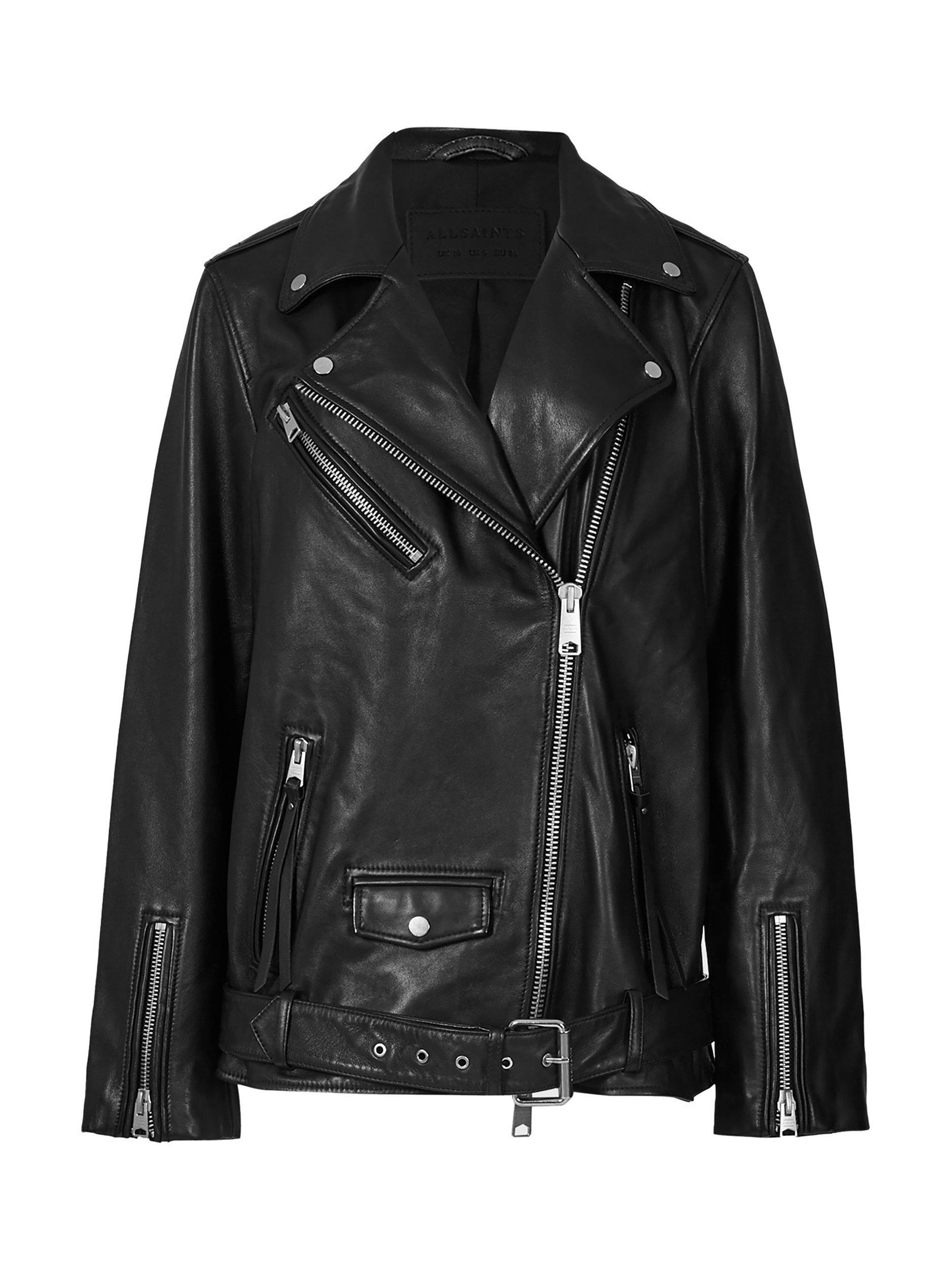 Product image 4 of 7, which shows AllSaints Billie Leather Biker Jacket, Black, L