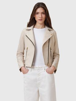 AllSaints Dalby Leather Biker Jacket, Ivory White
