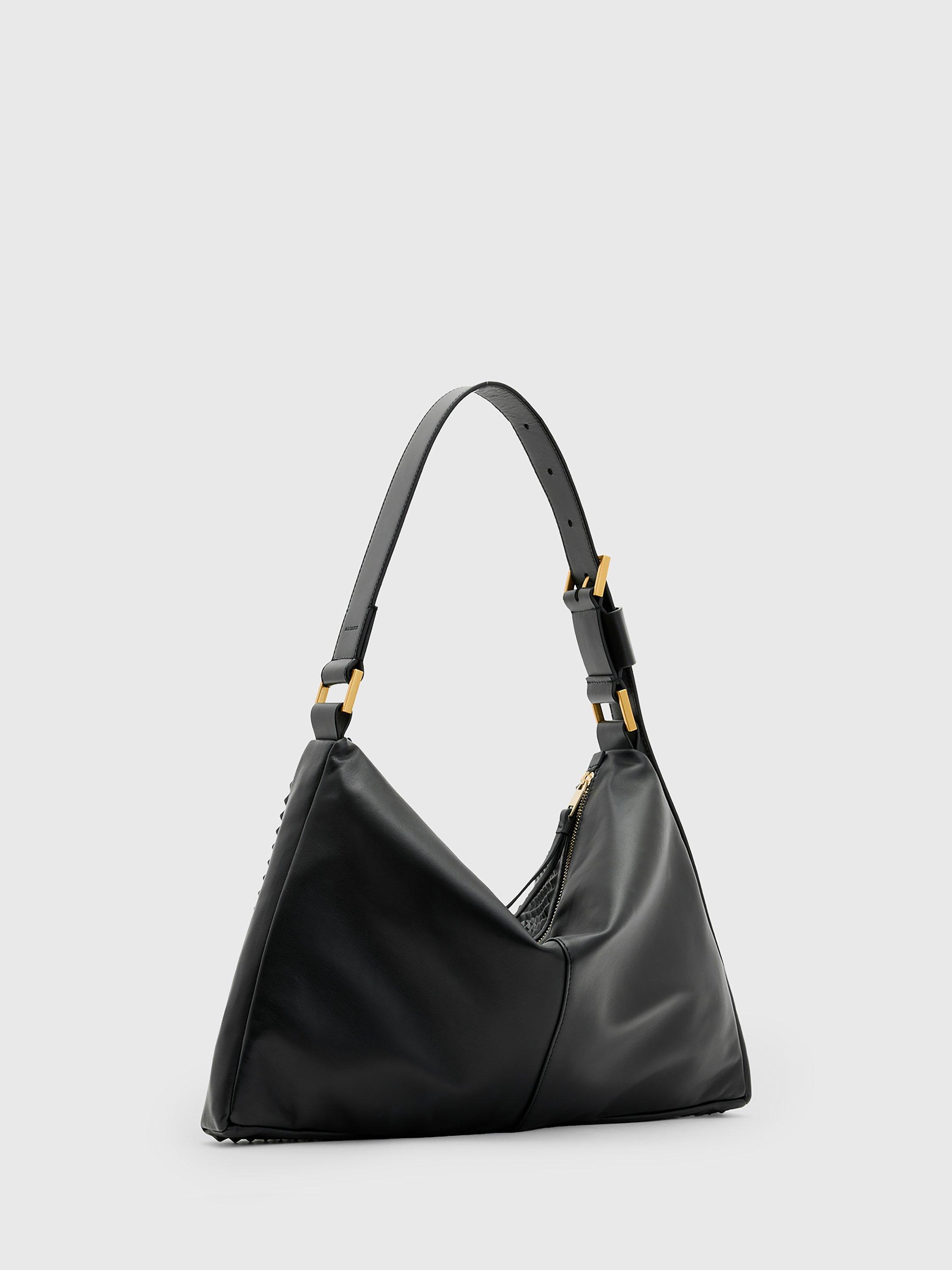 Product image 6 of 6, which shows AllSaints Edbury Stud Leather Shoulder Bag, Black