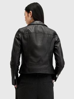 AllSaints Dalby Leather Biker Jacket - view 2, Black/Silver