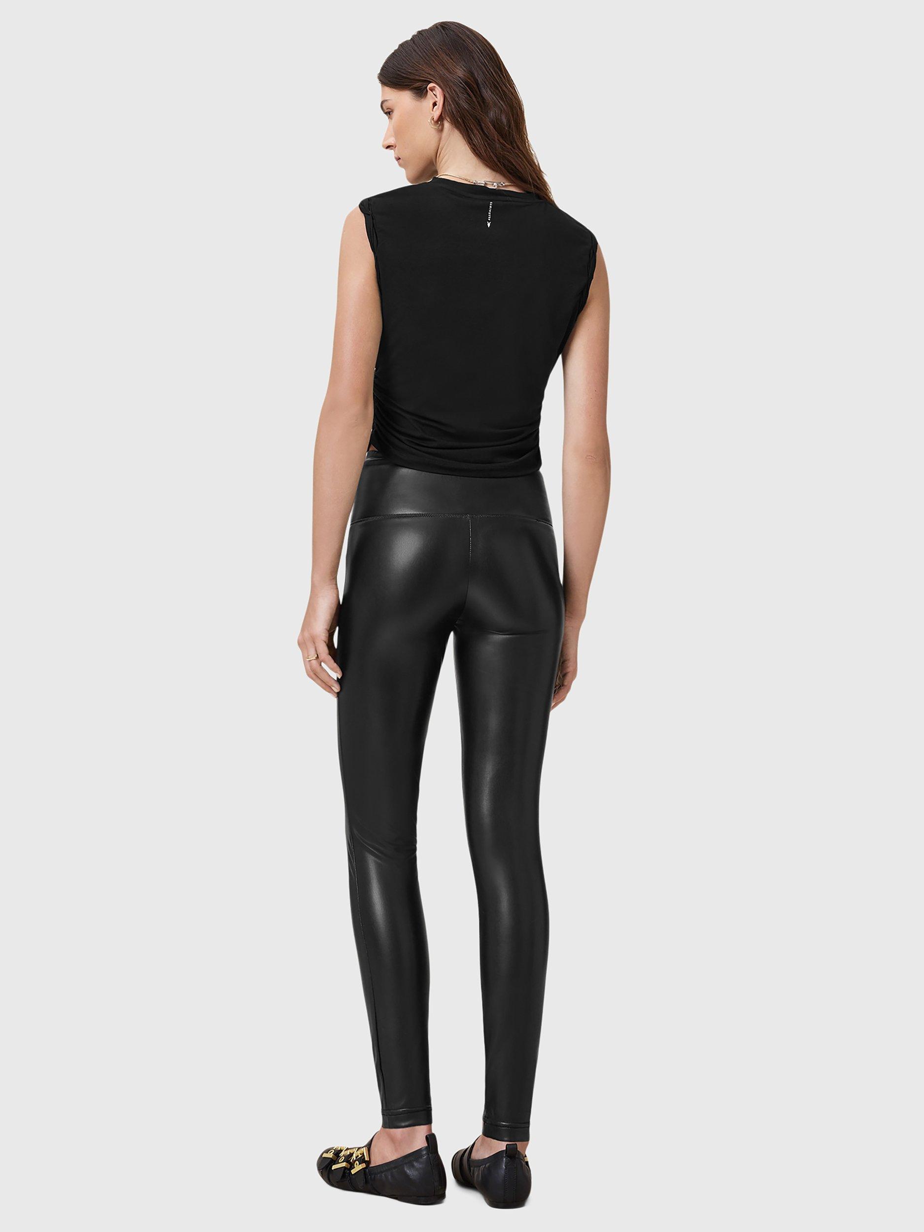 Product image 8 of 9, which shows AllSaints Cora Faux Leather Leggings, Black, 10