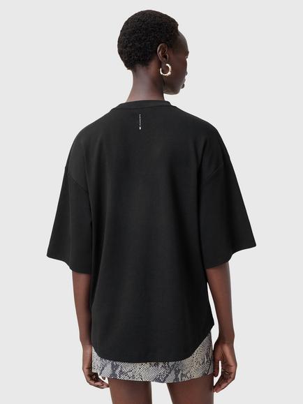 AllSaints Amelie Organic Cotton Oversized T-Shirt, Black - view 2, Black