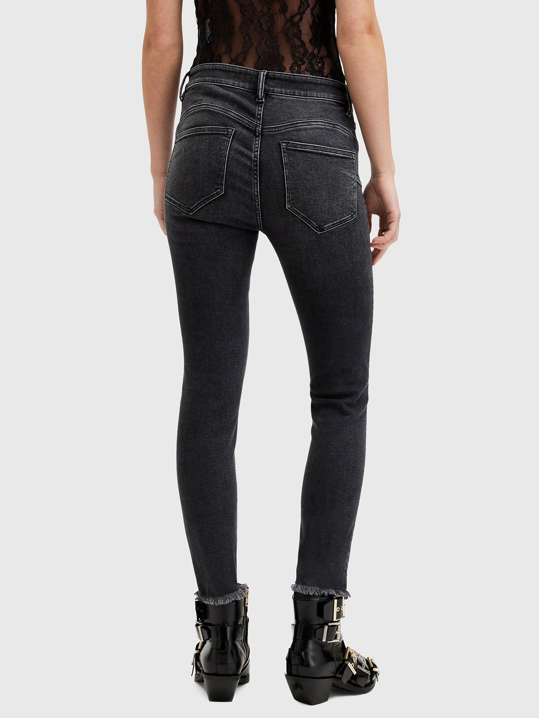 Product image 2 of 8, which shows AllSaints Miller Organic Cotton Blend Push Up Jeans, Washed Black, 28