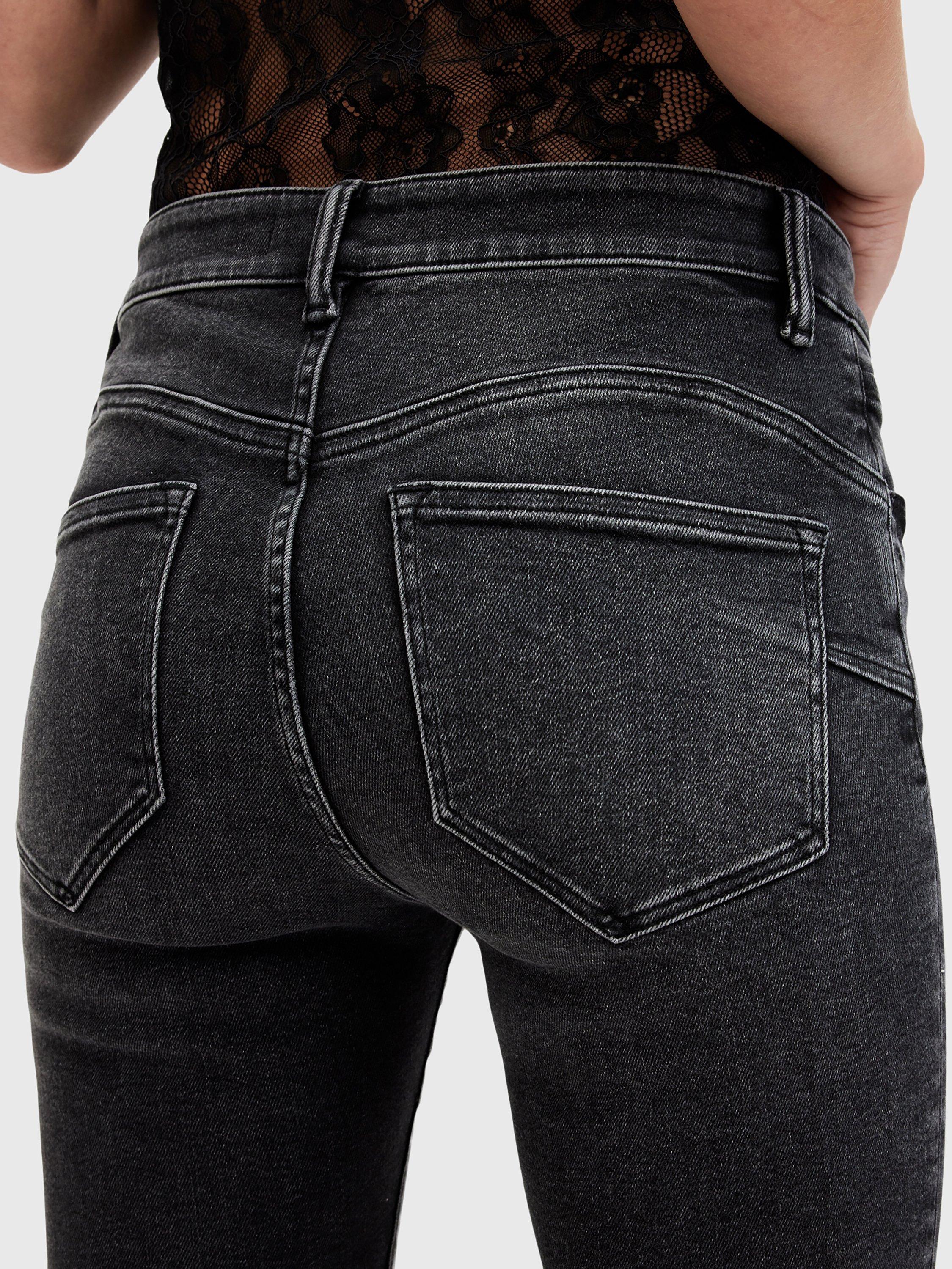 Product image 6 of 8, which shows AllSaints Miller Organic Cotton Blend Push Up Jeans, Washed Black, 28