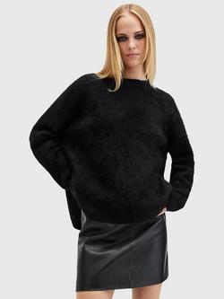AllSaints Rebel Crew Neck Cashmere Jumper, Black, Black