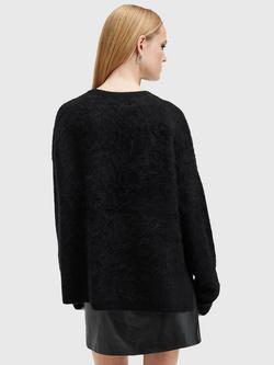 AllSaints Rebel Crew Neck Cashmere Jumper, Black - view 2, Black