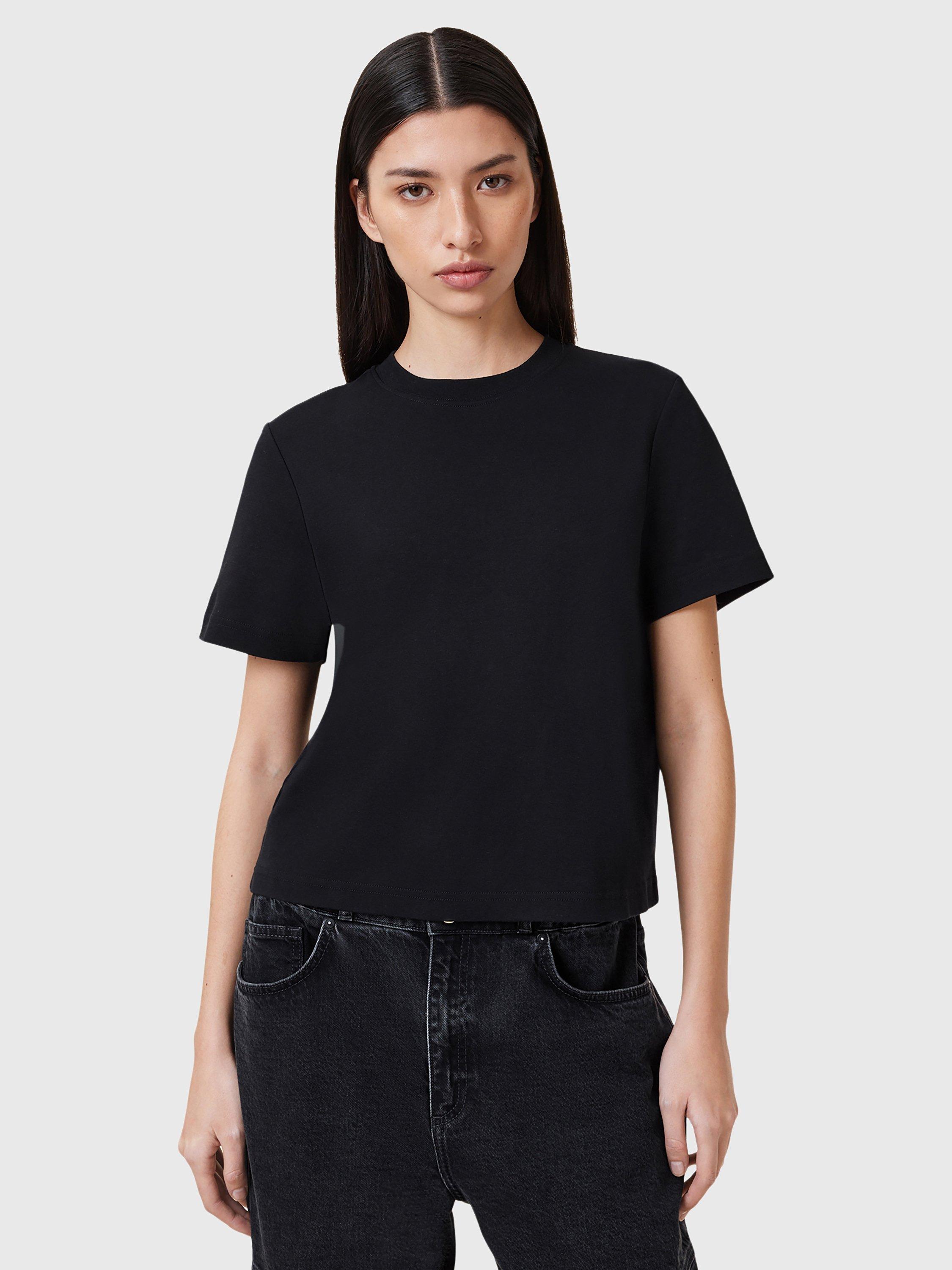 Product image 1 of 7, which shows AllSaints Lisa Pure Organic Cotton T-Shirt, Black, L