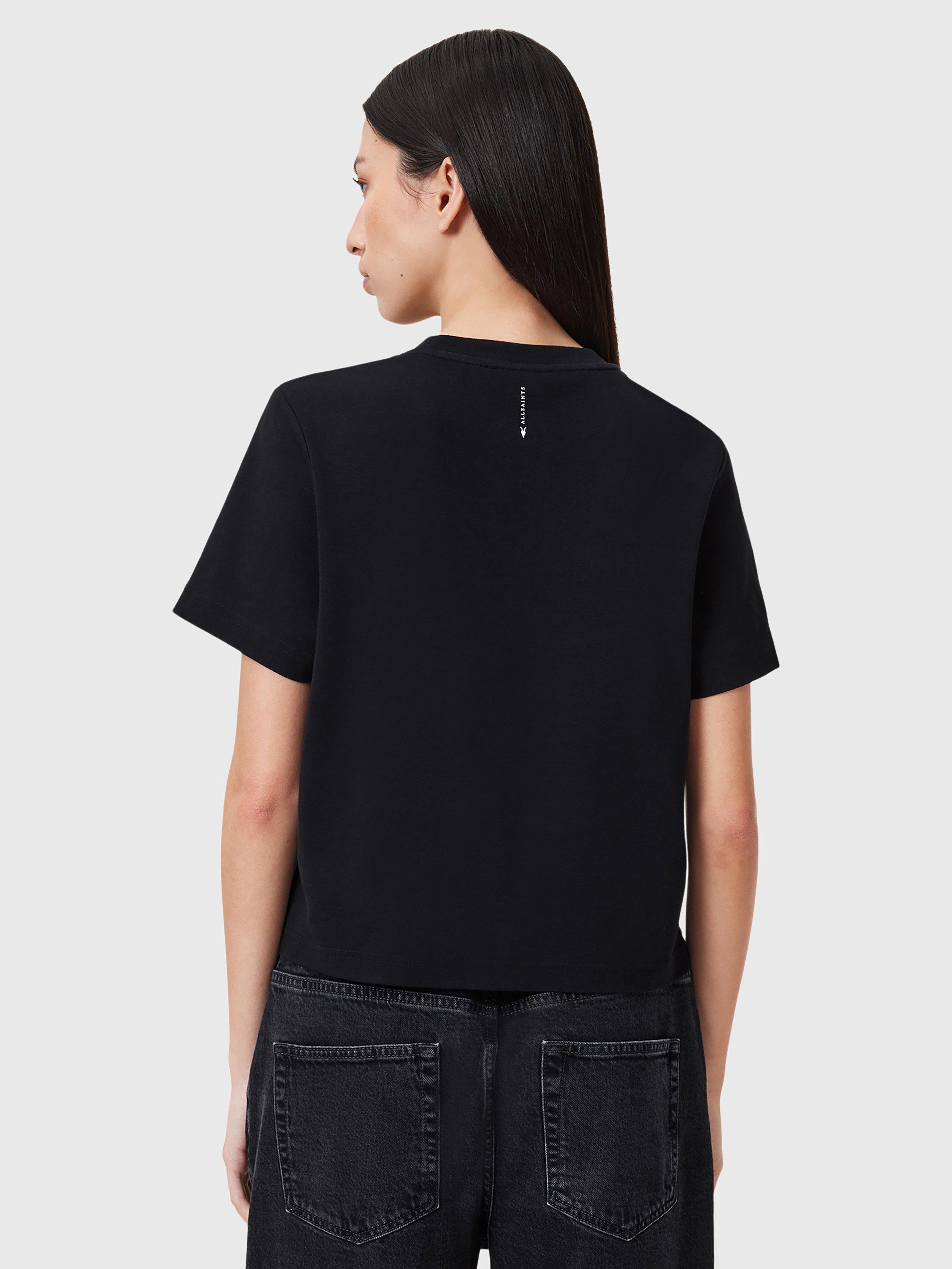 Product image 2 of 7, which shows AllSaints Lisa Pure Organic Cotton T-Shirt, Black, L