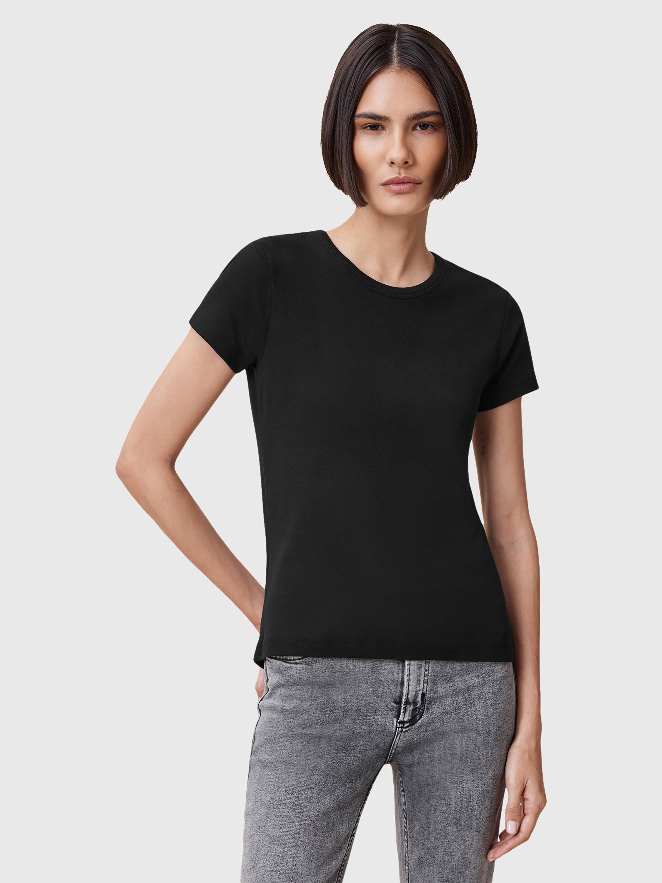 Product image 1 of 8, which shows AllSaints Stevie Pure Organic Cotton T-Shirt, Black, L