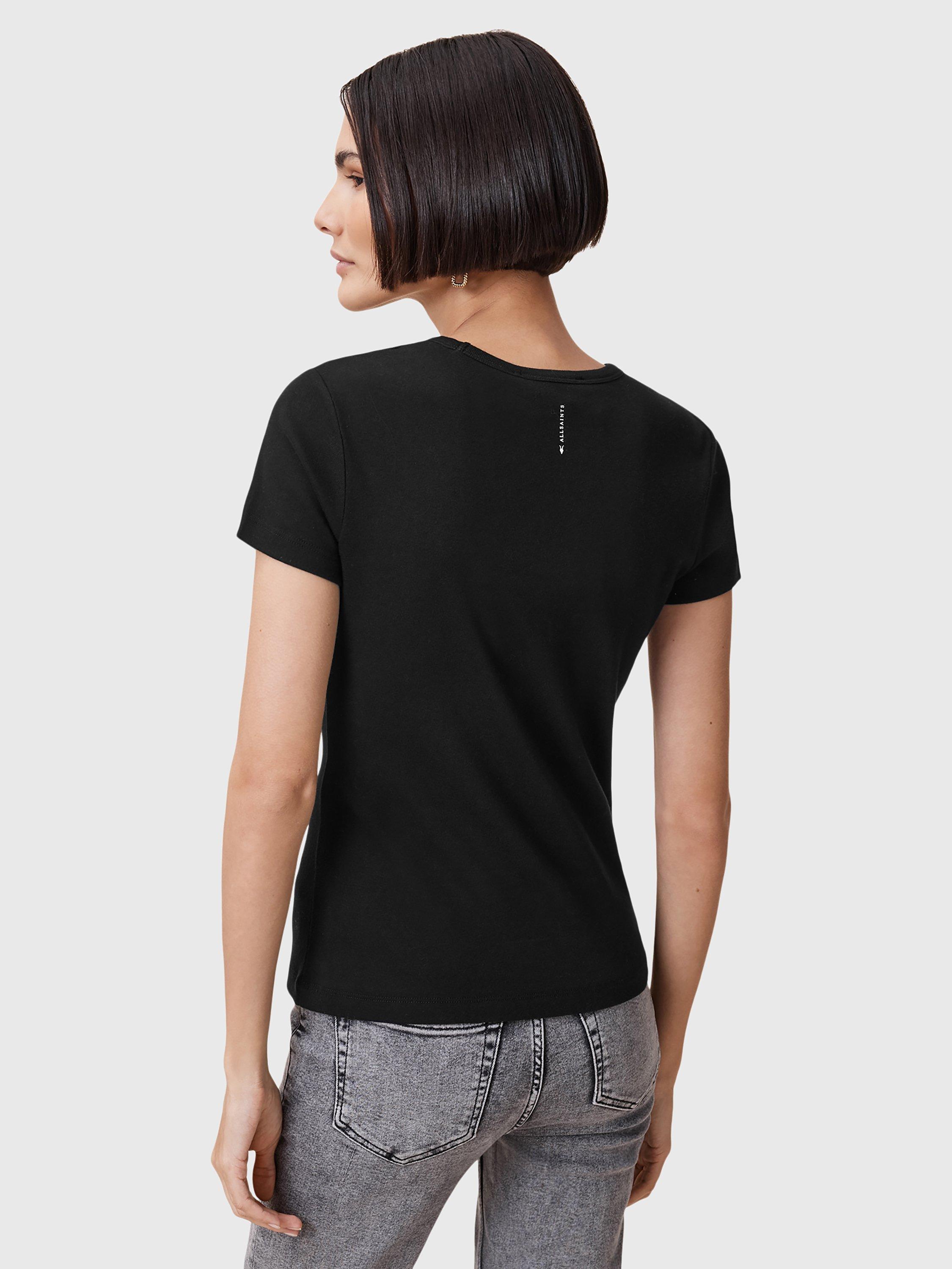 Product image 2 of 8, which shows AllSaints Stevie Pure Organic Cotton T-Shirt, Black, L