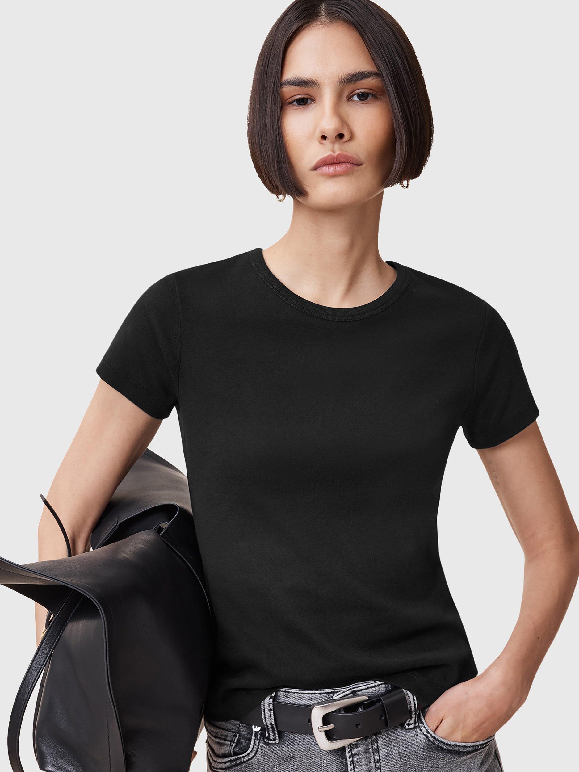 Product image 5 of 8, which shows AllSaints Stevie Pure Organic Cotton T-Shirt, Black, L