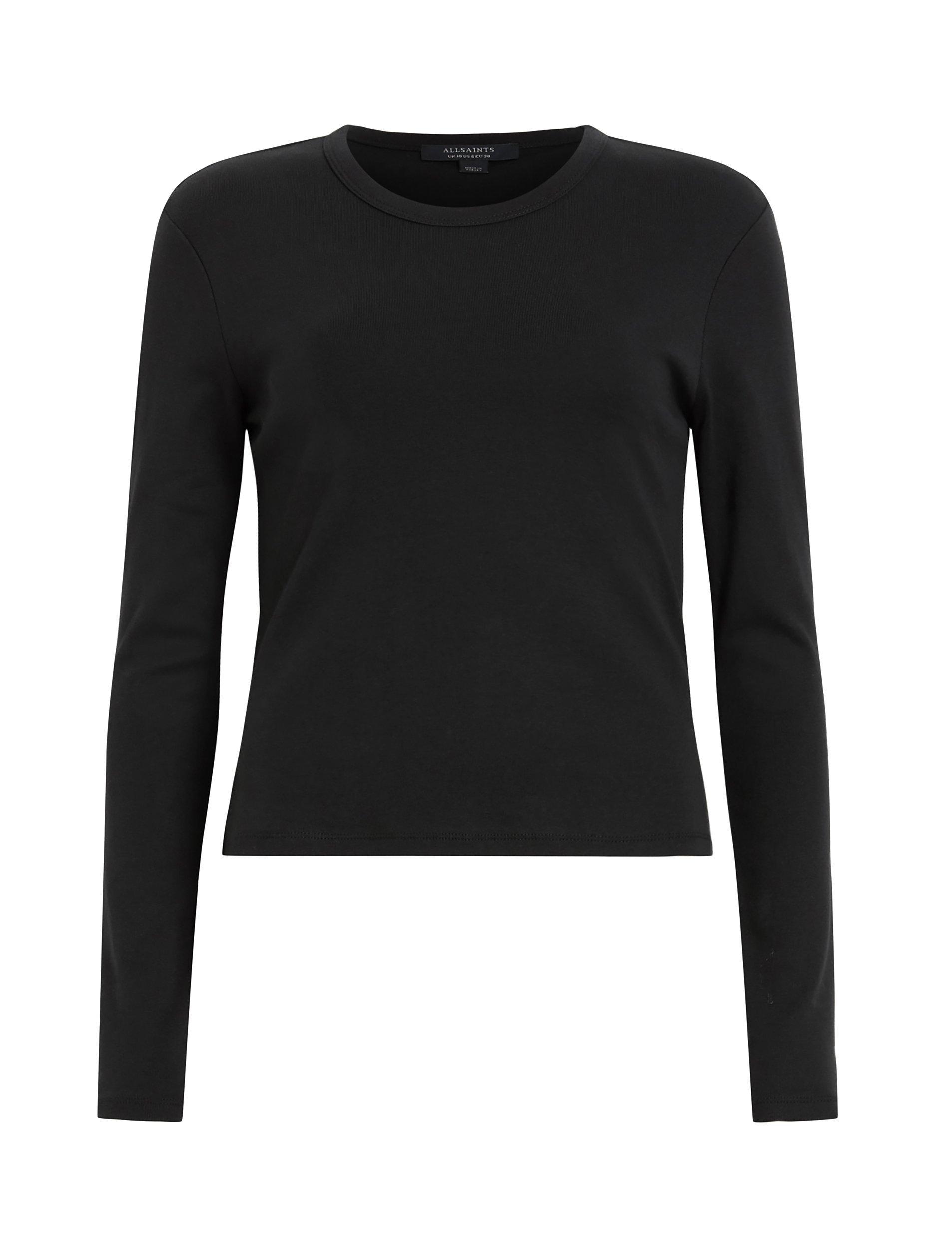 Product image 4 of 6, which shows AllSaints Stevie Organic Cotton Long Sleeve Top, Black, XL