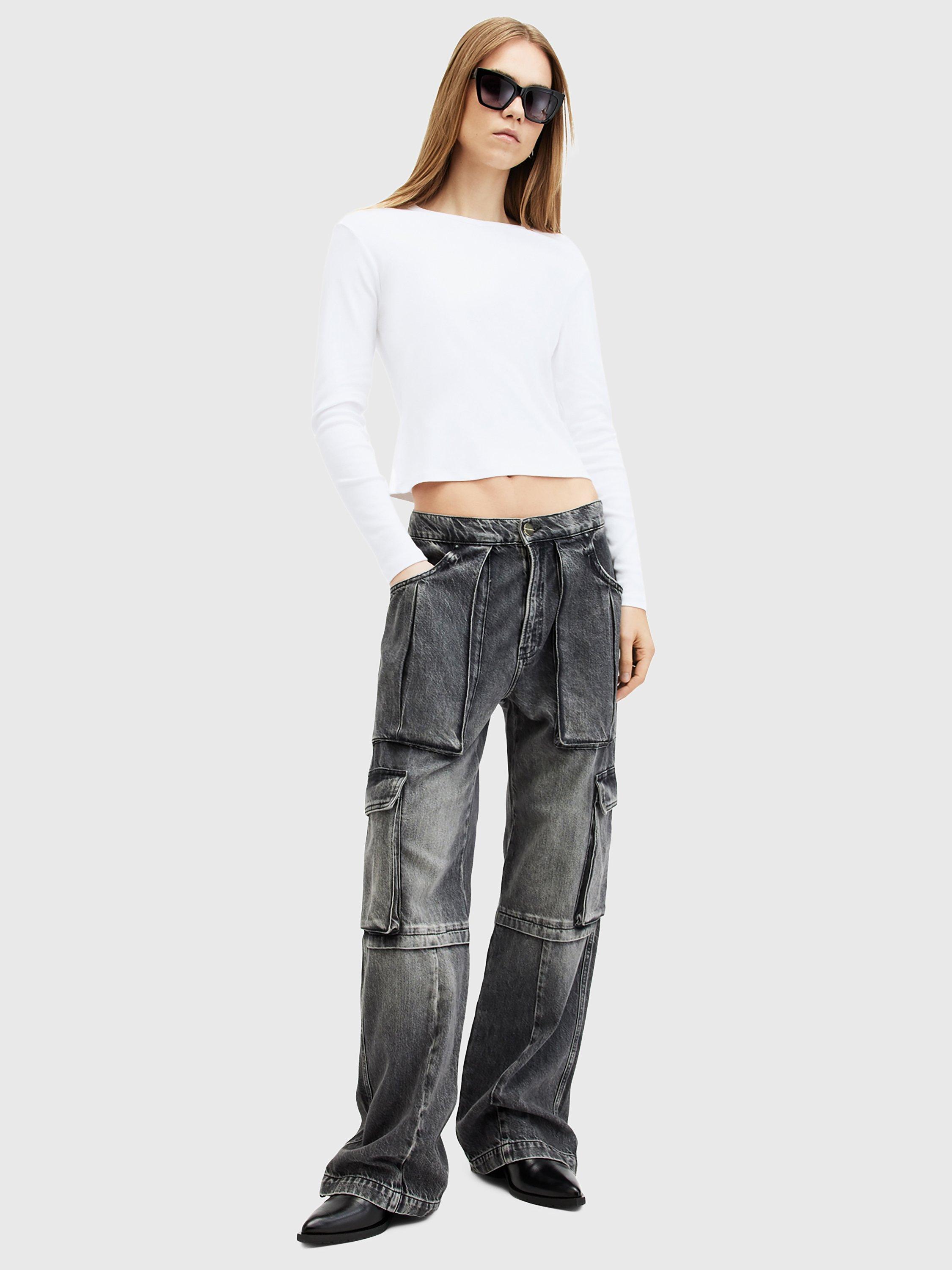 Product image 3 of 8, which shows AllSaints Stevie Organic Cotton Long Sleeve Top, Optic White, XL