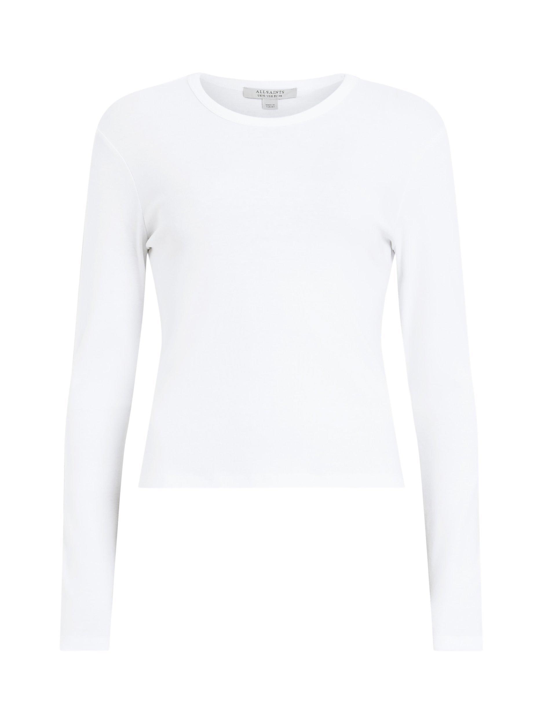 Product image 4 of 8, which shows AllSaints Stevie Organic Cotton Long Sleeve Top, Optic White, XL