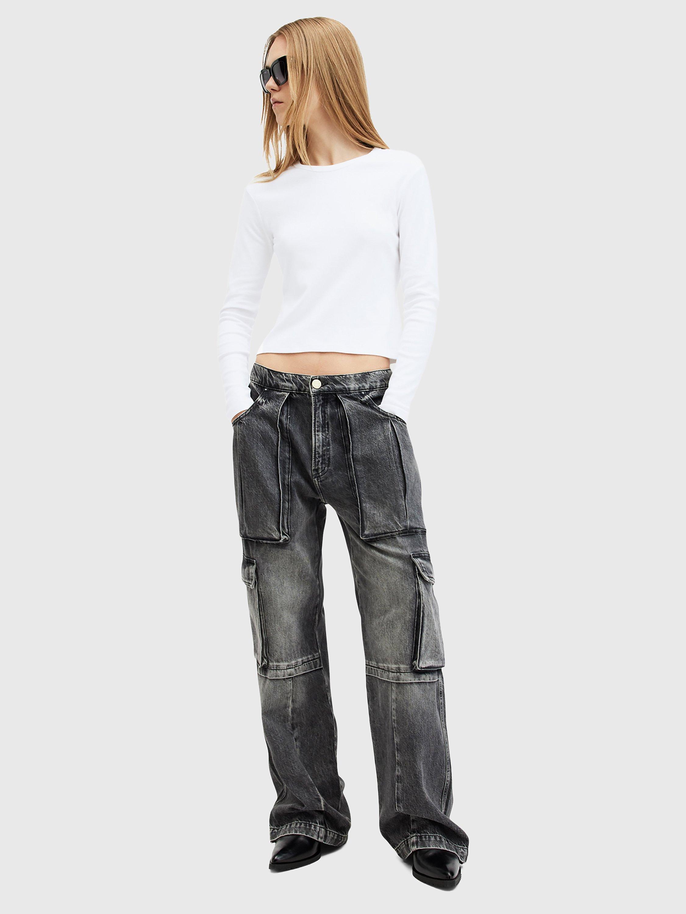 Product image 7 of 8, which shows AllSaints Stevie Organic Cotton Long Sleeve Top, Optic White, XL