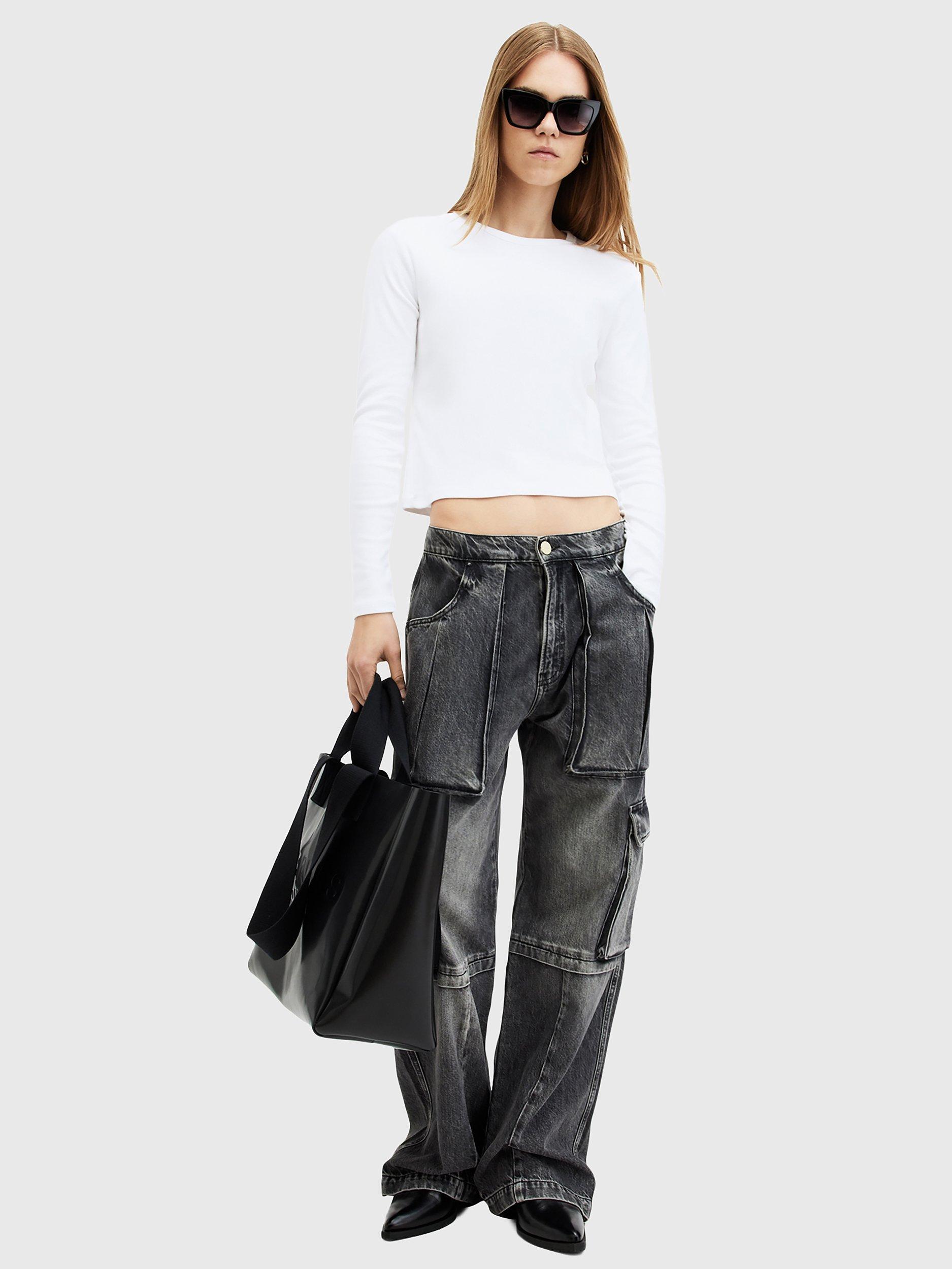 Product image 8 of 8, which shows AllSaints Stevie Organic Cotton Long Sleeve Top, Optic White, XL