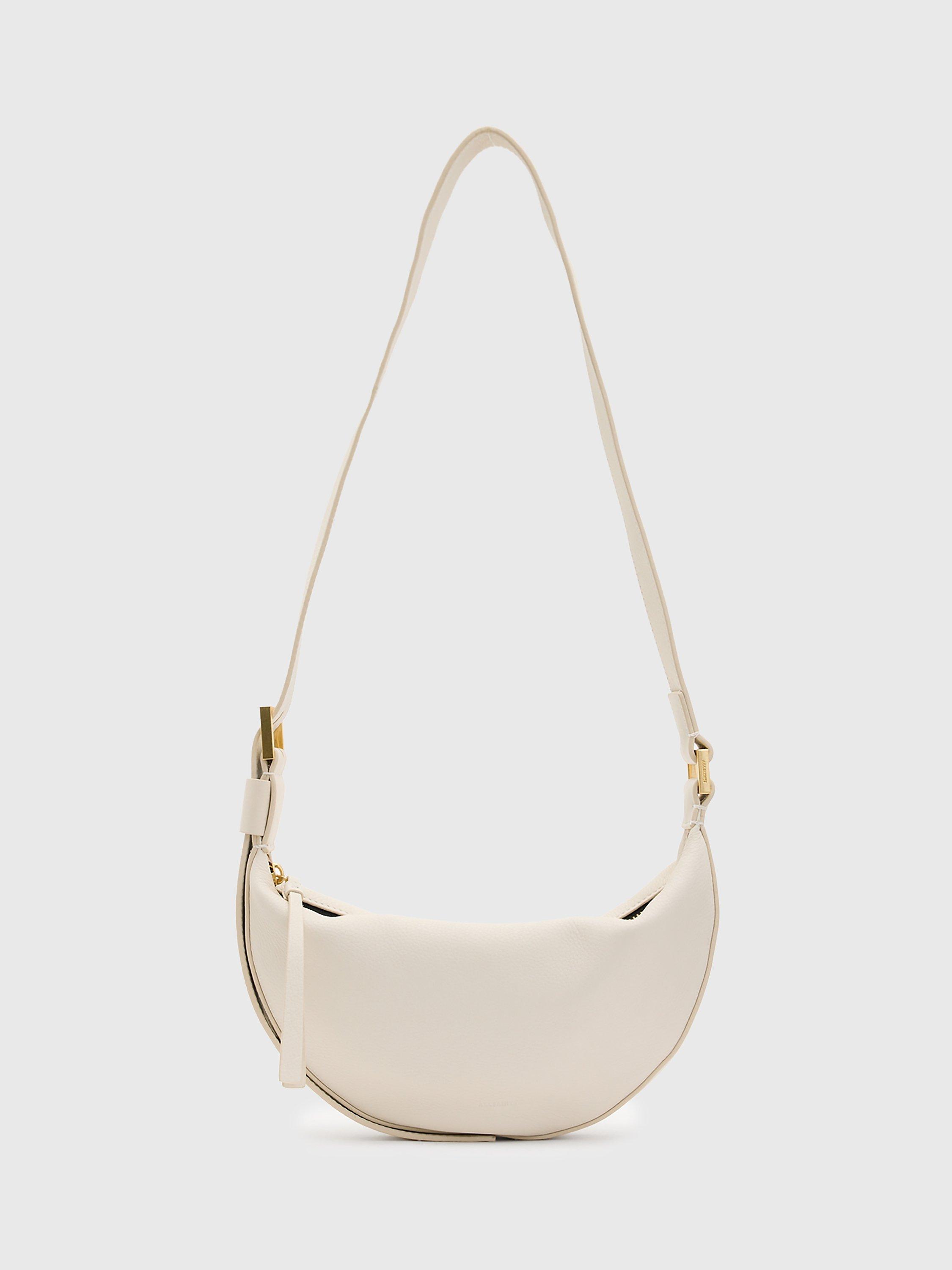 AllSaints Half Moon Leather Crossbody Bag, White