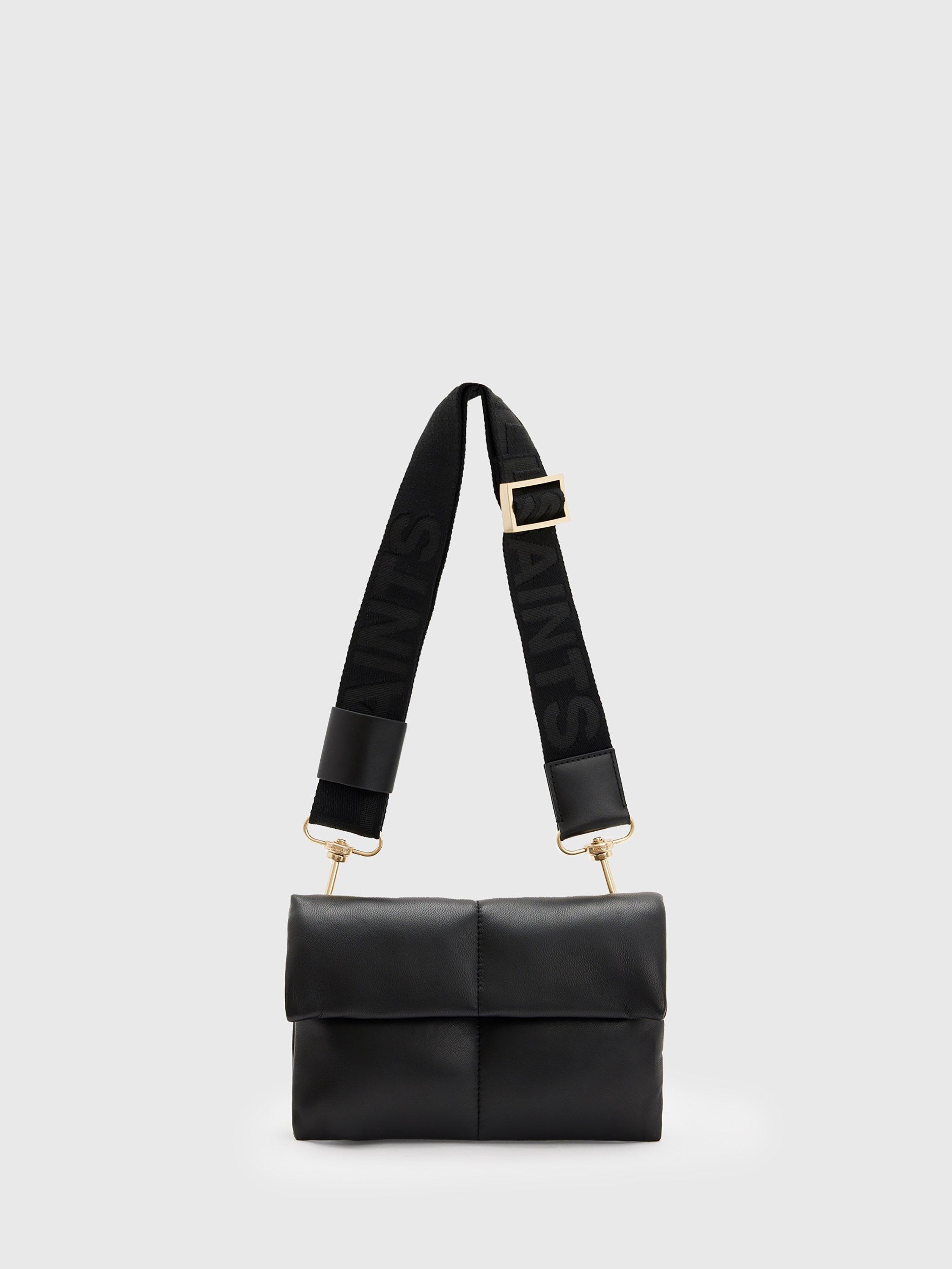 AllSaints Ezra Quilted Leather Crossbody Bag, Black