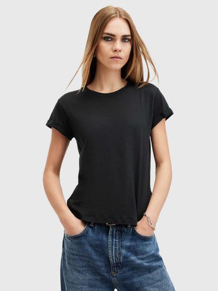 AllSaints Anna Organic Cotton Crew Neck Short Sleeve T-Shirt, Black