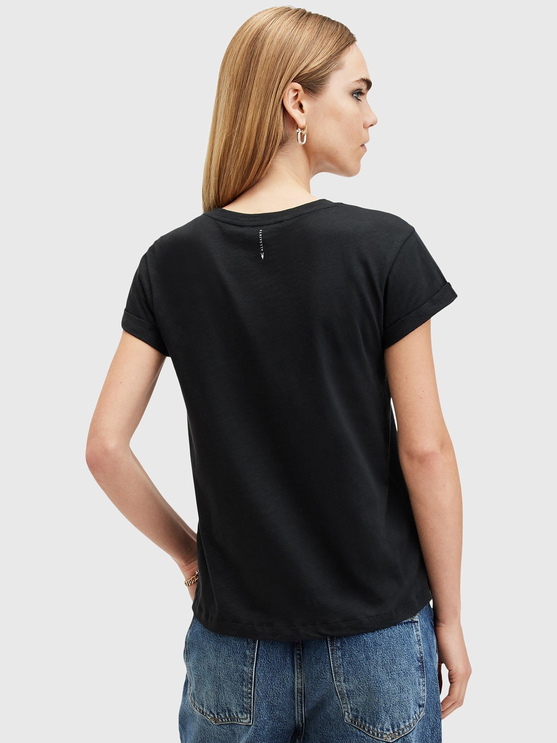 Product image 2 of 6, which shows AllSaints Anna Organic Cotton Crew Neck Short Sleeve T-Shirt, Black, L