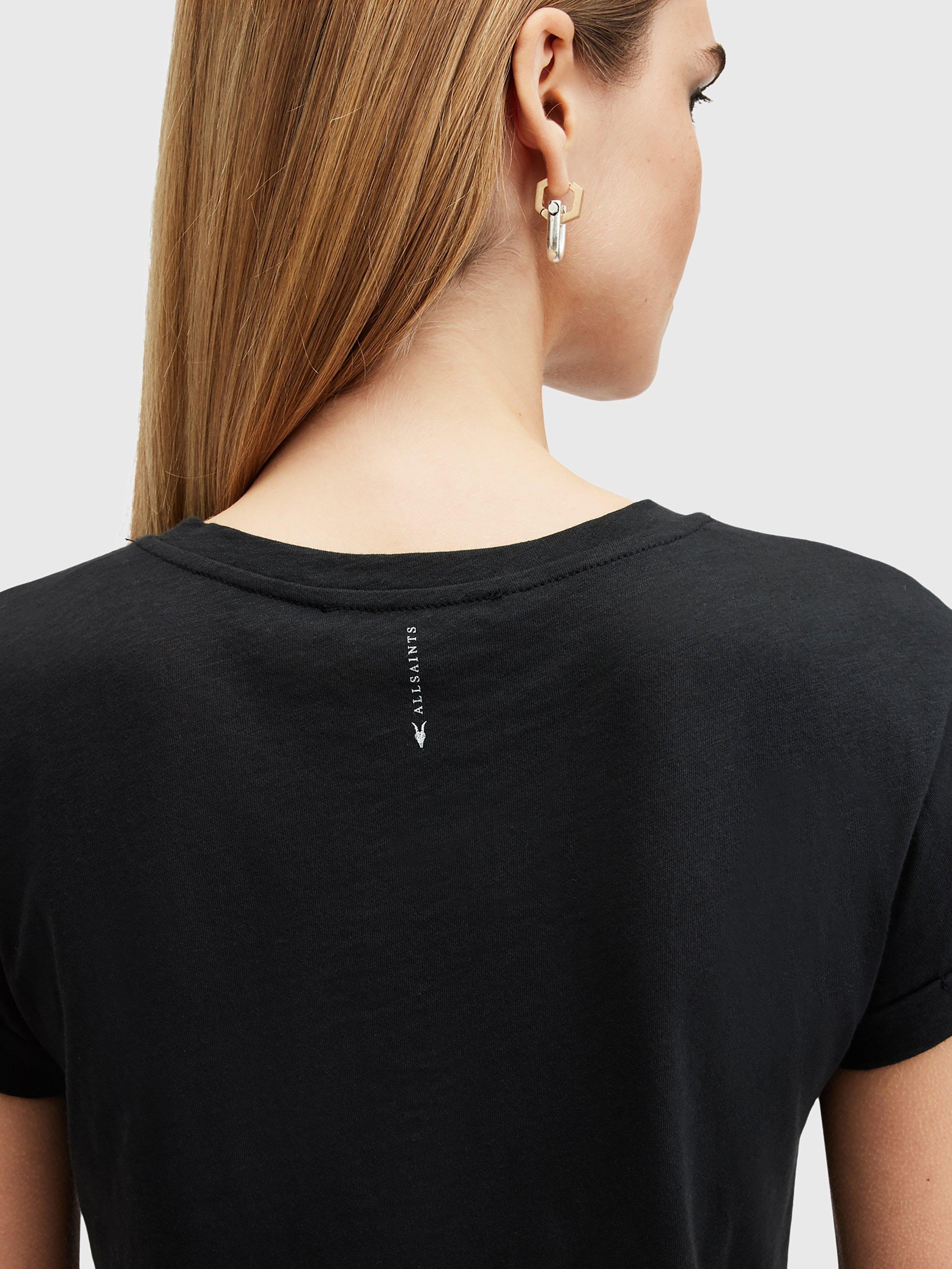 Product image 5 of 6, which shows AllSaints Anna Organic Cotton Crew Neck Short Sleeve T-Shirt, Black, L