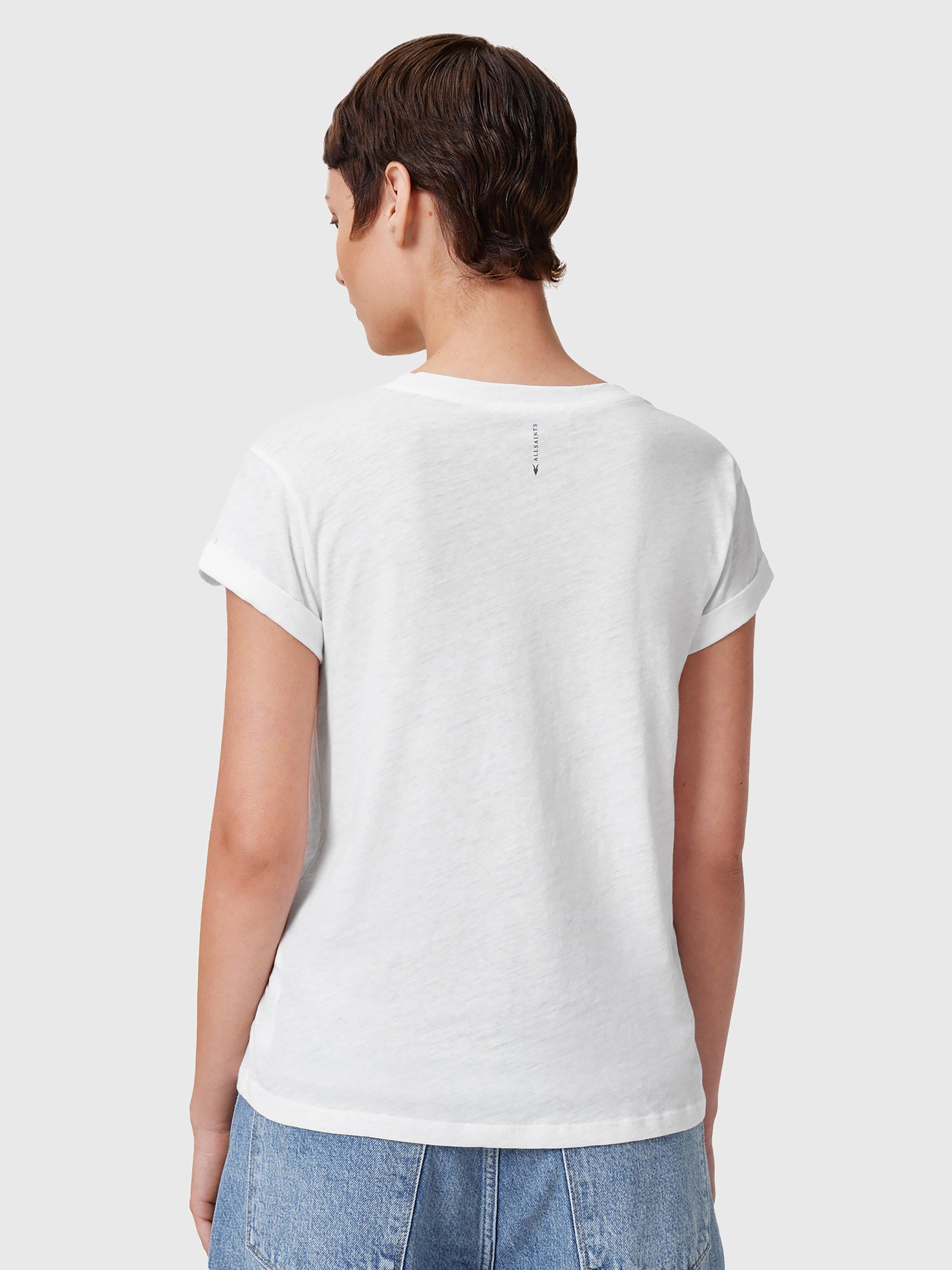 Product image 2 of 6, which shows AllSaints Anna Organic Cotton Crew Neck Short Sleeve T-Shirt, Chalk White, XS