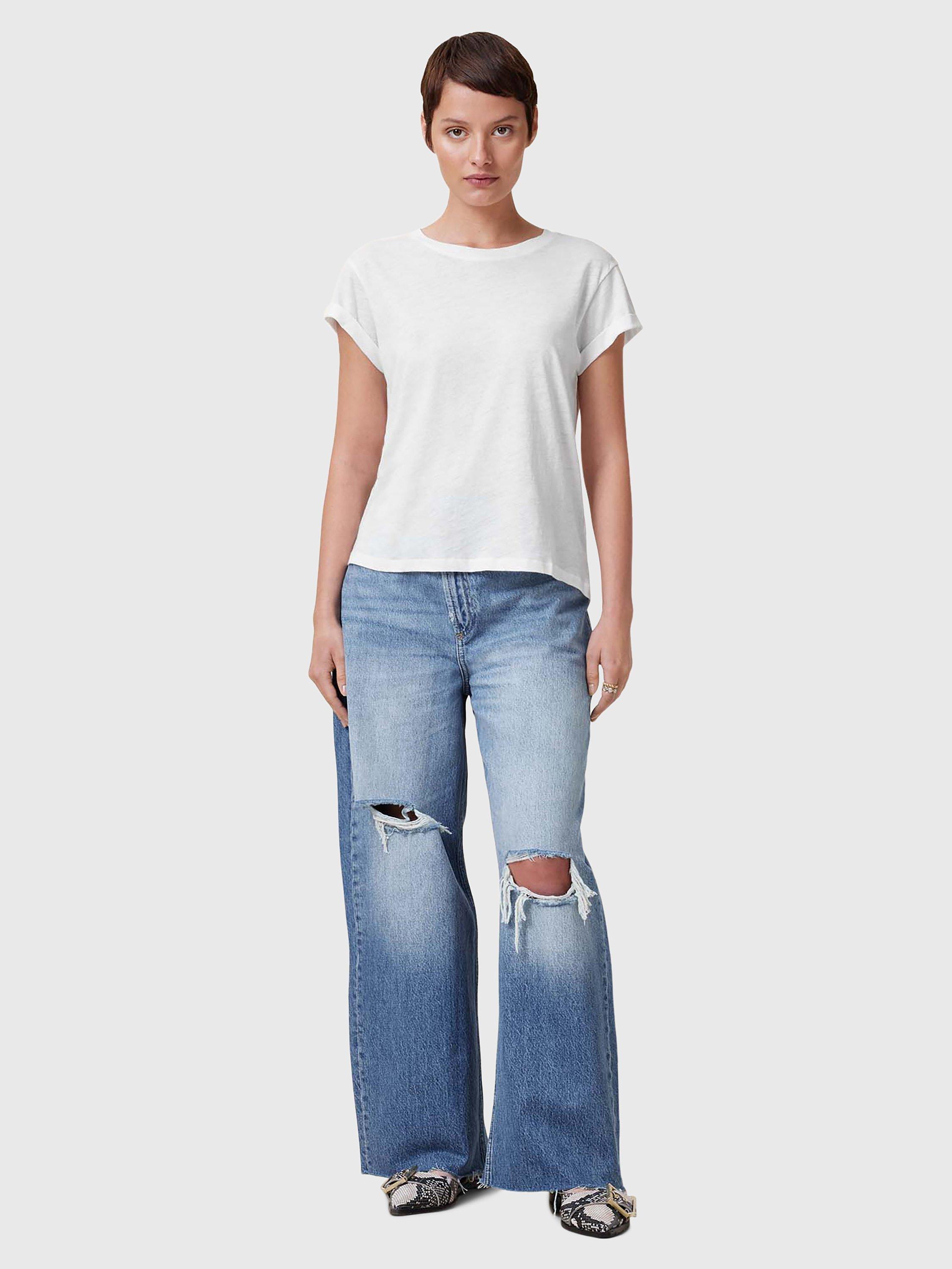 Product image 3 of 6, which shows AllSaints Anna Organic Cotton Crew Neck Short Sleeve T-Shirt, Chalk White, XS