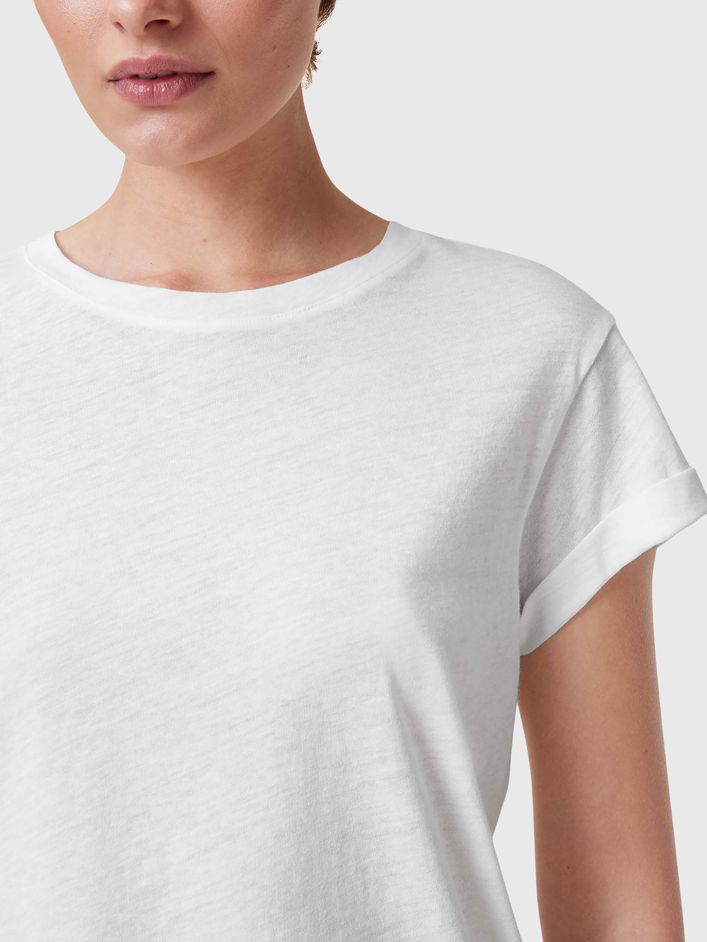 Product image 4 of 6, which shows AllSaints Anna Organic Cotton Crew Neck Short Sleeve T-Shirt, Chalk White, XS