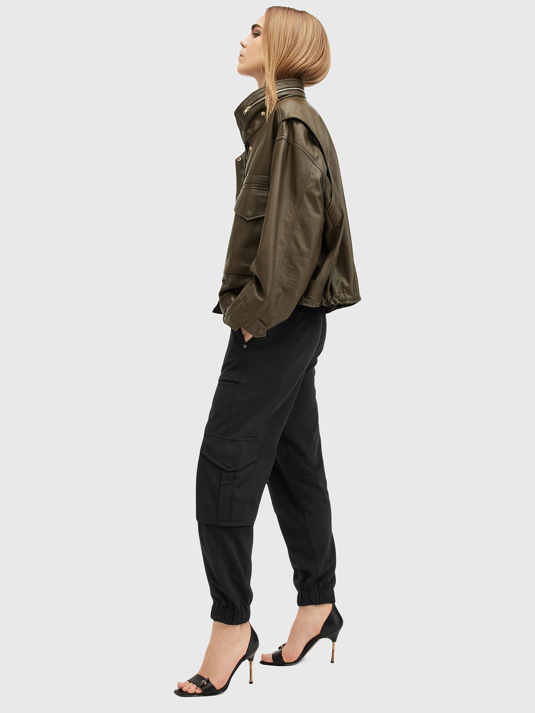 Product image 8 of 8, which shows AllSaints Freda Jersey Trousers, Black, 10