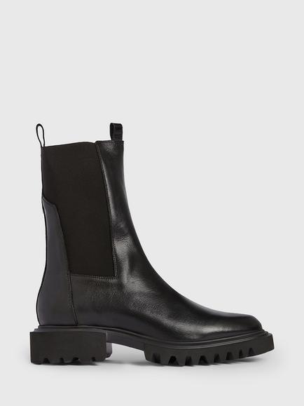 AllSaints Hallie Leather Calf Boots, Black