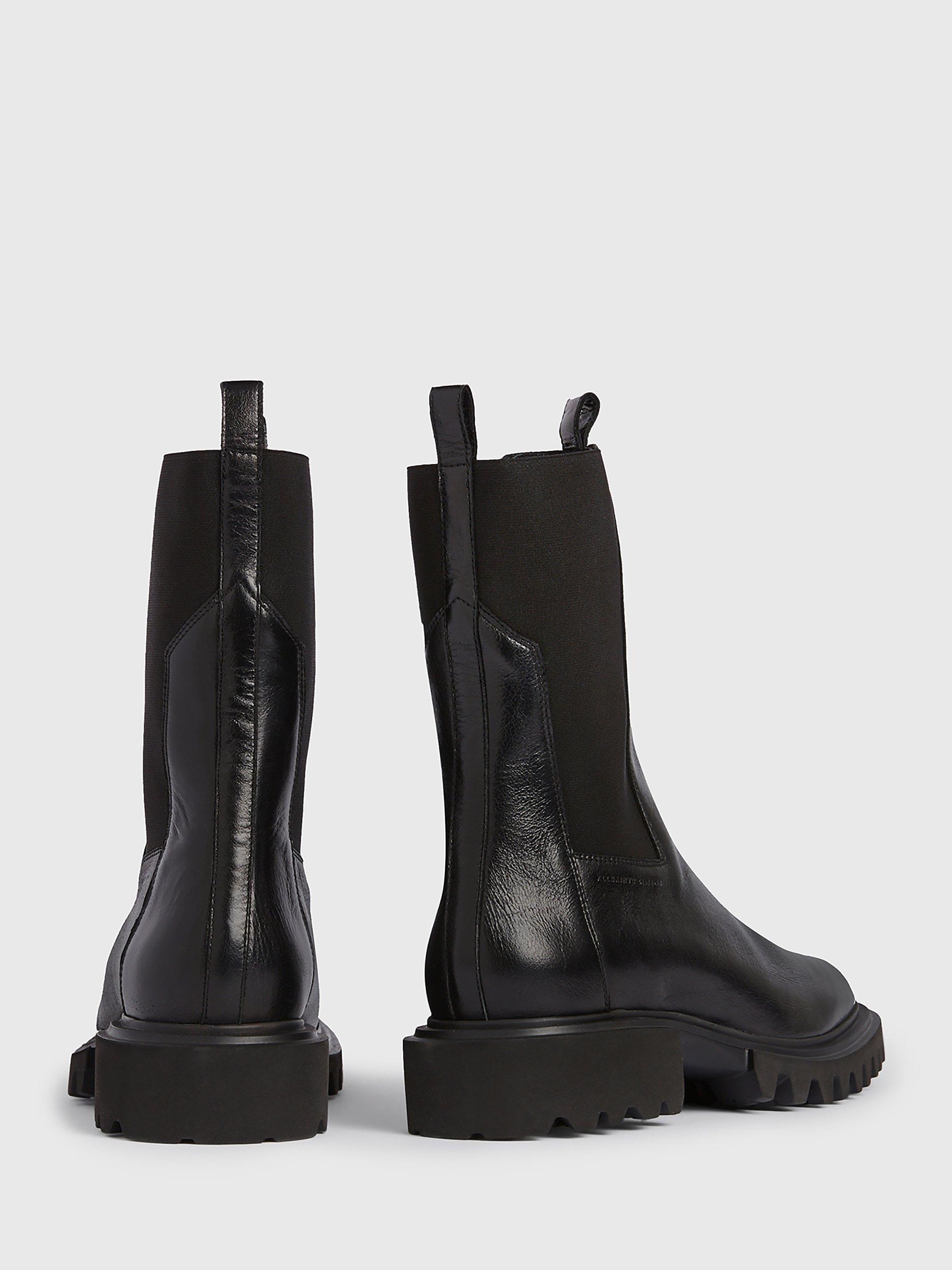 Product image 7 of 7, which shows AllSaints Hallie Leather Calf Boots, Black, 2.5