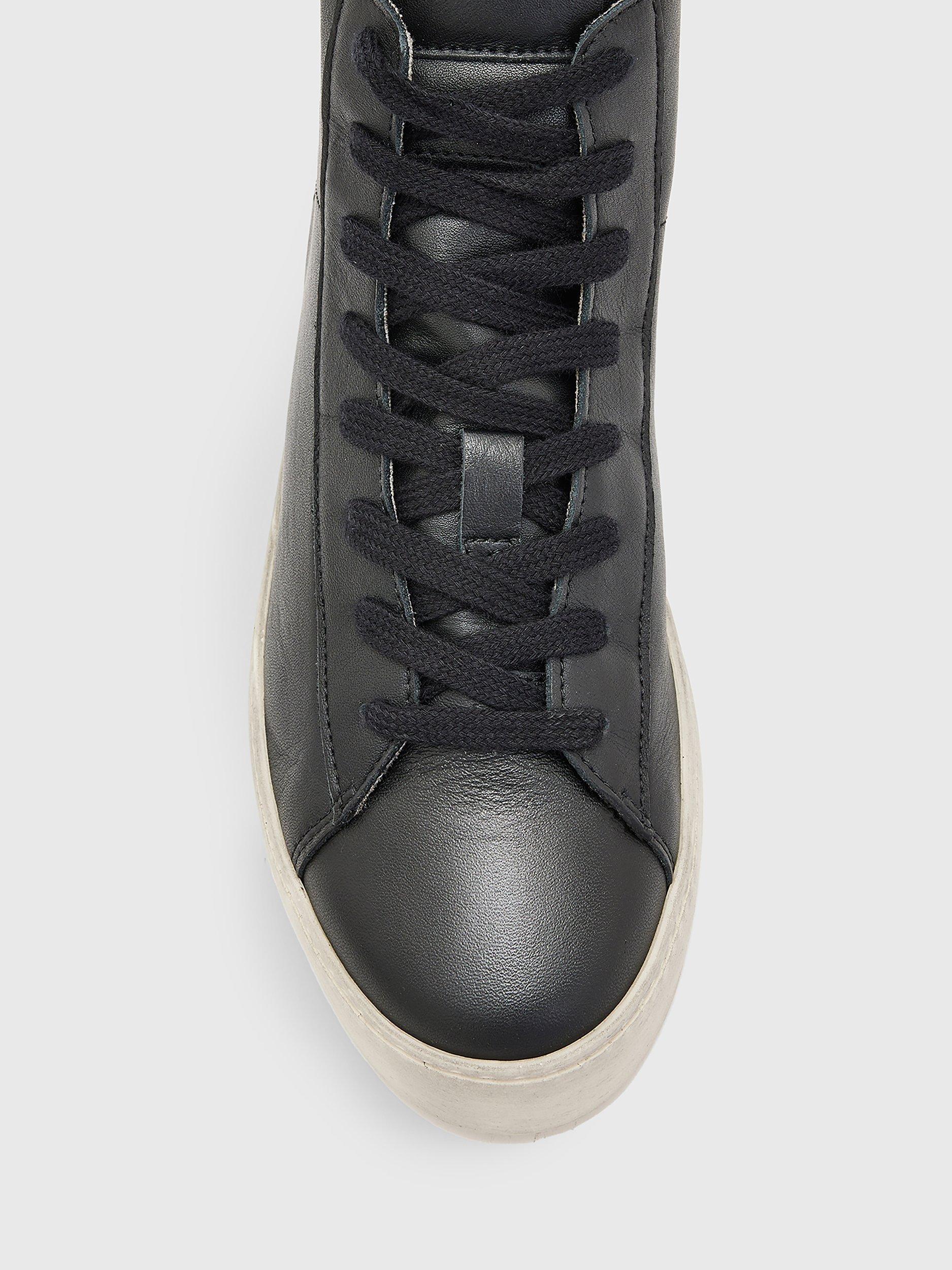 Product image 3 of 7, which shows AllSaints Tana Leather Hi-Top Trainers, Black, 2