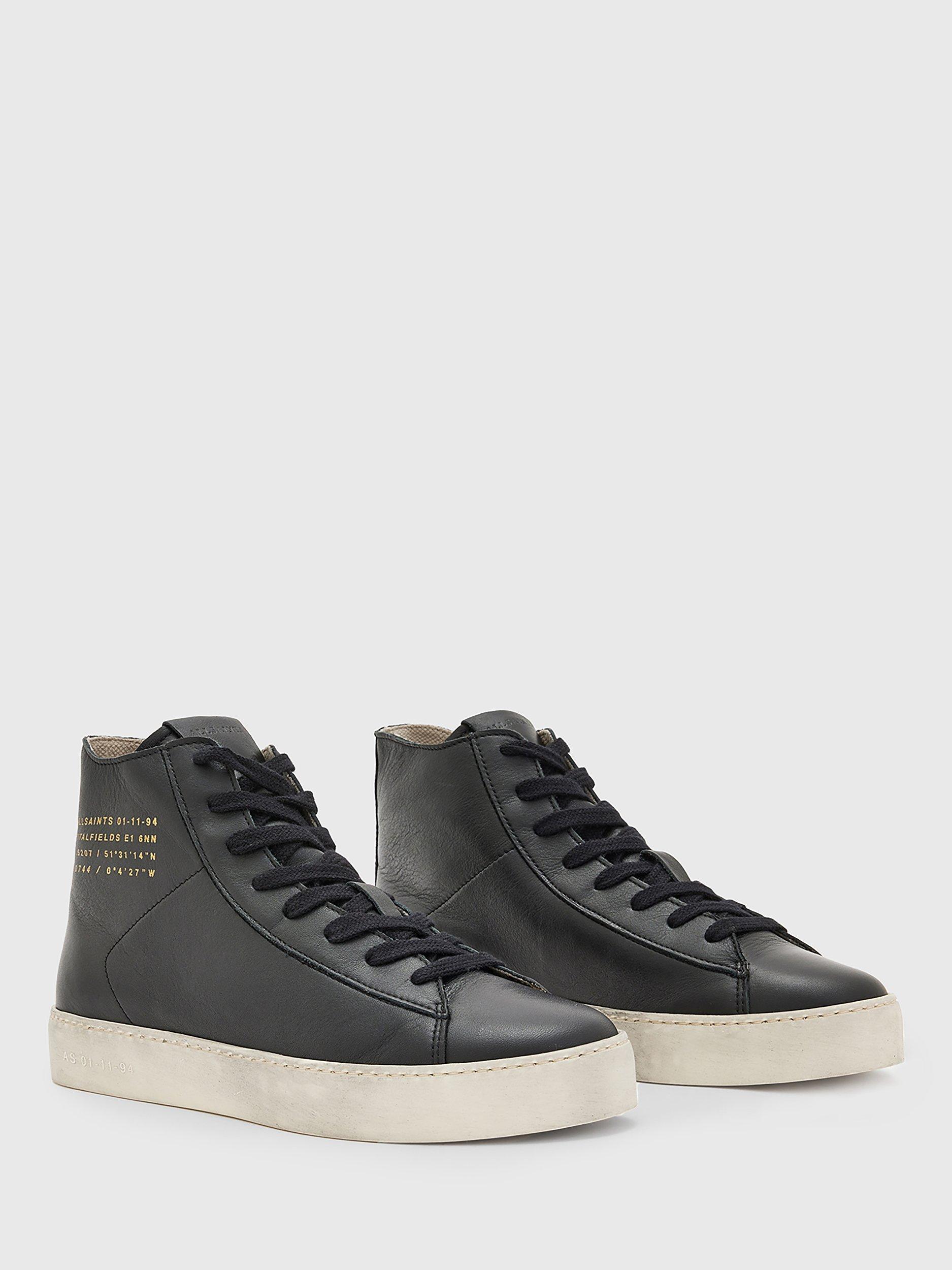 Product image 5 of 7, which shows AllSaints Tana Leather Hi-Top Trainers, Black, 2