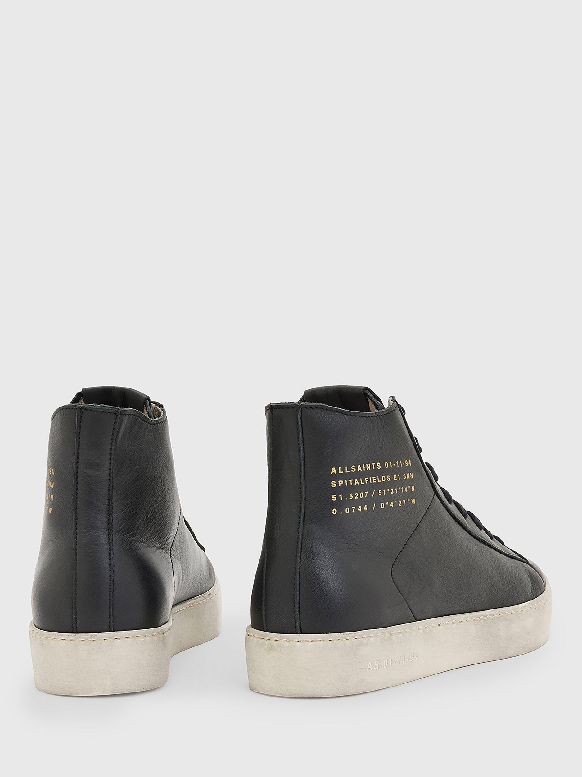 Product image 7 of 7, which shows AllSaints Tana Leather Hi-Top Trainers, Black, 2