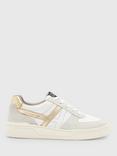 AllSaints Vix Suede Lace Up Trainers, White/Gold