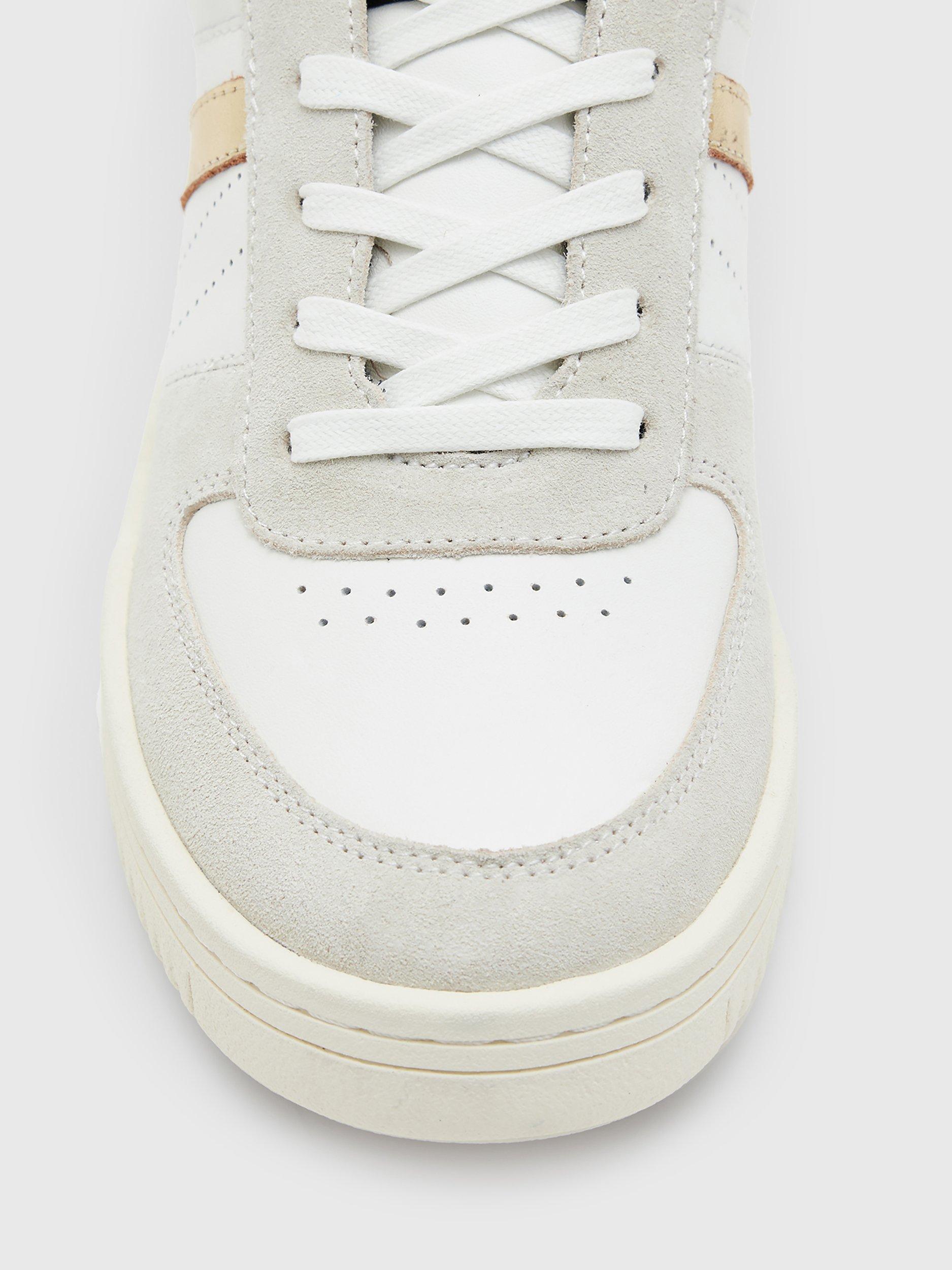 Product image 3 of 7, which shows AllSaints Vix Suede Lace Up Trainers, White/Gold, 2