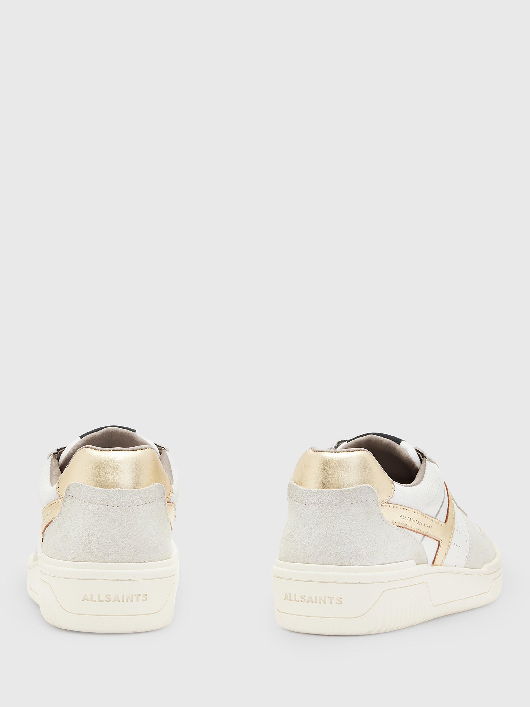 Product image 7 of 7, which shows AllSaints Vix Suede Lace Up Trainers, White/Gold, 2